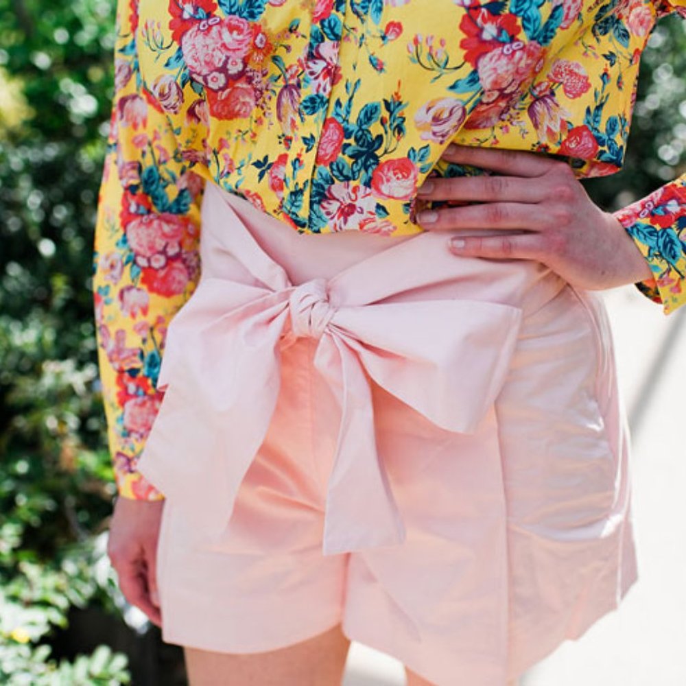 JCrew blush pink bow shorts